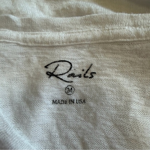 New Rails White Long Sleeve Henley Top V-Neck Made In USA Shirt Lightweight D - Picture 11 of 13